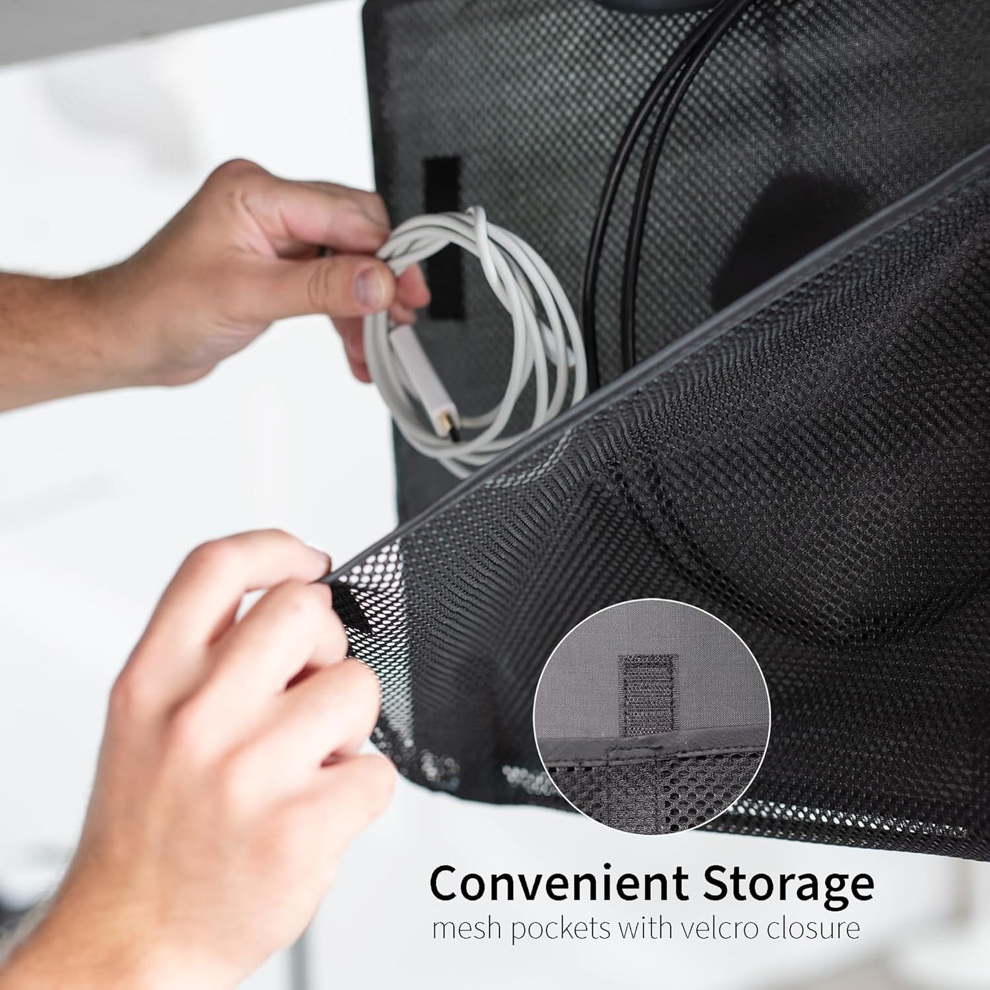 VIVO 60 inch Under Desk Privacy and Cable Management Organizer Sleeve, Wire Hider Kit Panel System, Black, DESK-SKIRT-60