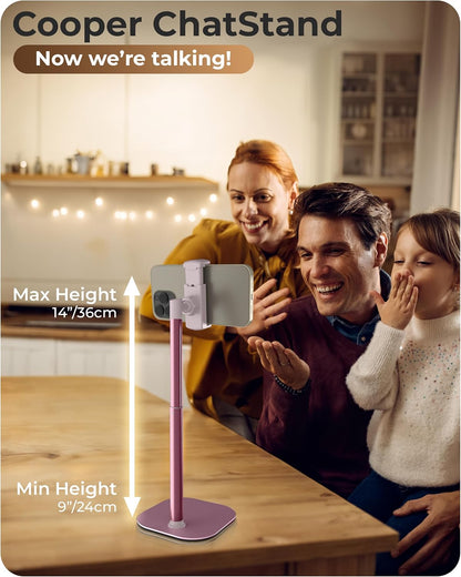COOPER ChatStand, Adjustable Cell Phone Stand for Desk, Phone Stand for Recording, iPhone Holder for Filming, Small iPhone Tripod, Soporte para Celular, Fits Samsung, Android, (Night Black)