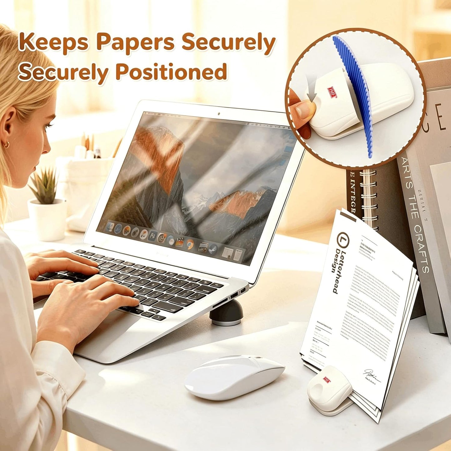 Document Holder for Typing - Document Stand for Desk When Typing,Portable Copies Stand Desktop Document Holder Stand for A4 Paper Documents Office Typing Reading (White)