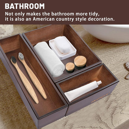 PRATIQUE Bamboo Drawer Organizer - Kitchen Utensil Organizer Silverware Tray Cutlery Holder，Office Desk Supplies and Accessories (8.9x5.9x2.6 inch)