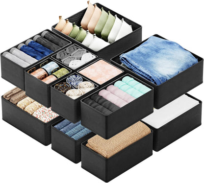 SpaceAid Drawer Organizer for Clothes, 18 Pack Dresser Drawer Organizer Bins, Closet Organizers and Storage Dividers for Clothing, Underwears, Socks (Beige)