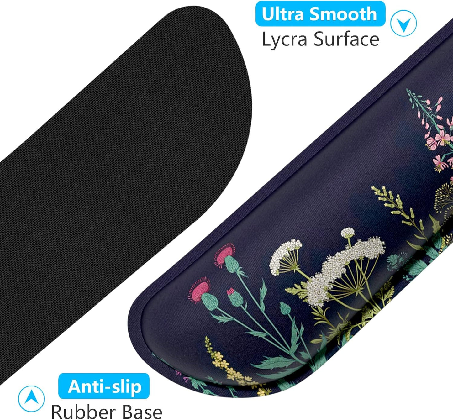 Dapesuom Enlarge Keyboard Wrist Rest, Memory Foam Wrist Cushion for Desk Mats Support, Cute Pain Relief Keyboard Mouse Pad Rests Set with Non-Slip Base for Gaming Laptop Office Computer, Green Leaf