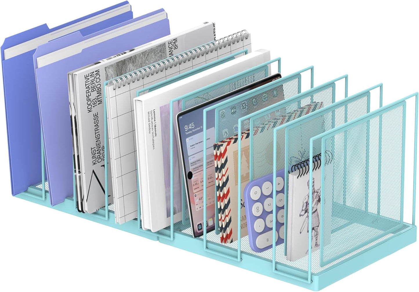 File Organizer for Desk, 5-Section Vertical File Sorter, Paper Holder Organizer Standing Metal File Folder for Office Home Classroom, Black