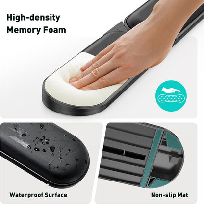 Adjustable Keyboard Wrist Rest, Extendable 16.57" to 25.17" Length & -30° to 30° Angle, Foldable Ergonomic Memory Foam Support for PC, Laptop, Gaming & Office, Waterproof PU Leather, Black