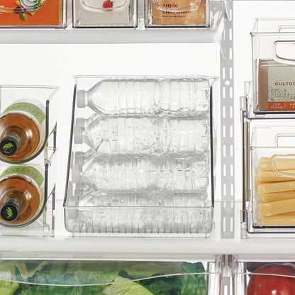iDesign Plastic Water Bottle Organizer for Fridge, Bottle Holder for Kitchen and Pantry, Clear, 2-Pack