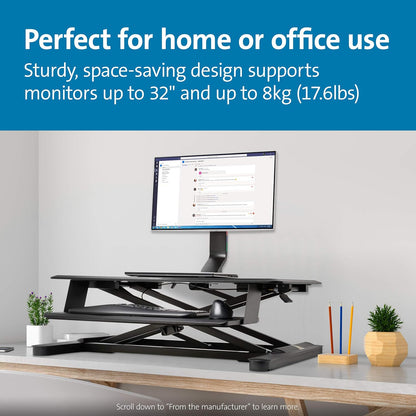 Kensington Single Monitor Desk Mount, C-clamp Vesa Stand Fits up to 32 inch Ultrawide Samsung LG , Low Profile Vertical Mount, Height Adjustable Free Standing Arm,K55512WW Black