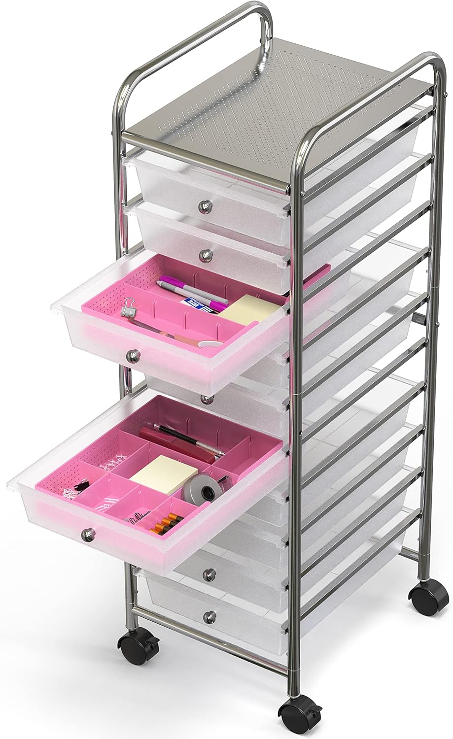 Simple Houseware Drawer Organizer Tray with 9 Adjustable Compartments, Clear