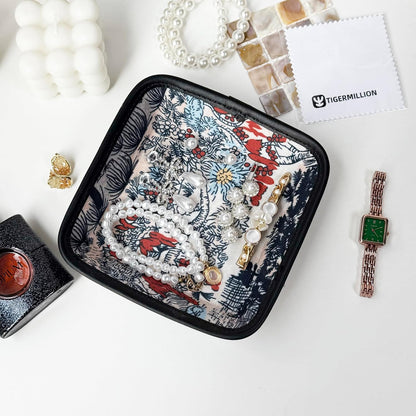 Decorative Catchall Tray with Jewelry Cleaning Cloth - Jewelry Organizer Trays for Keys, Watch, Jewelry, Cosmetics, Candy - Valet Tray Organizer for Bedroom, Nightstand, Entryway Table (Orange-Red)