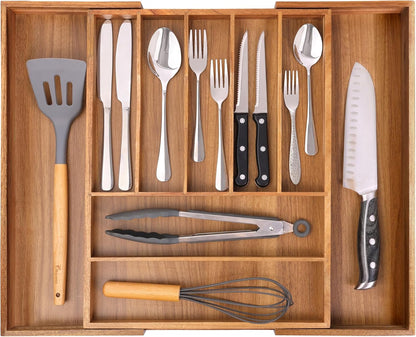 Kitchen Silverware Drawer Organizer and Storage Flatware Cutlery Utensil Holder Spice Rack Containers Bathroom Counter Cabinet Office Desk Makeup Drawer Tray Kitchen and Dining Tools Decor Accessories