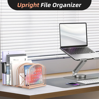 SUPEASY File Organizer for Desk, 5-Section Mesh Desk Organizer, Vertical File Holder Desktop Organizer File Sorter, File Folder Holder for Office Supplies, Black