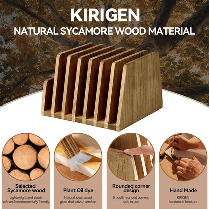 KIRIGEN Desktop File Document Holder Stand 7 Slots Mail Paper Organizer Desk Sorter Holder for File Document Organizer Stand for Home Office Natural (7KWJJ-NA)