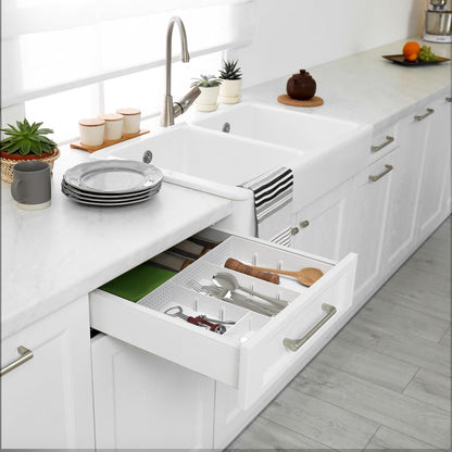 Simple Houseware Drawer Organizer Tray with 9 Adjustable Compartments, Clear