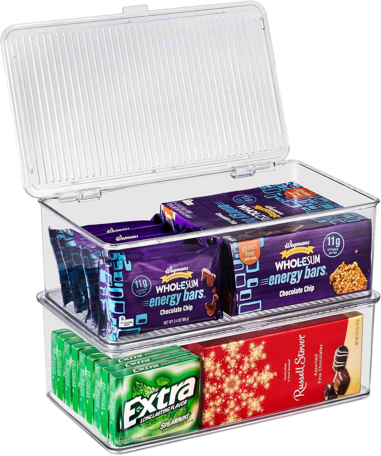 Sorbus Fridge Organizer & Pantry Storage with Lids- Clear Plastic Freezer Organizer Bins- MultiPurpose & Versatile Stackable Cabinet Organizers- Cosmetics,Office Supplies,Food Snack Organizers- 2 Pack