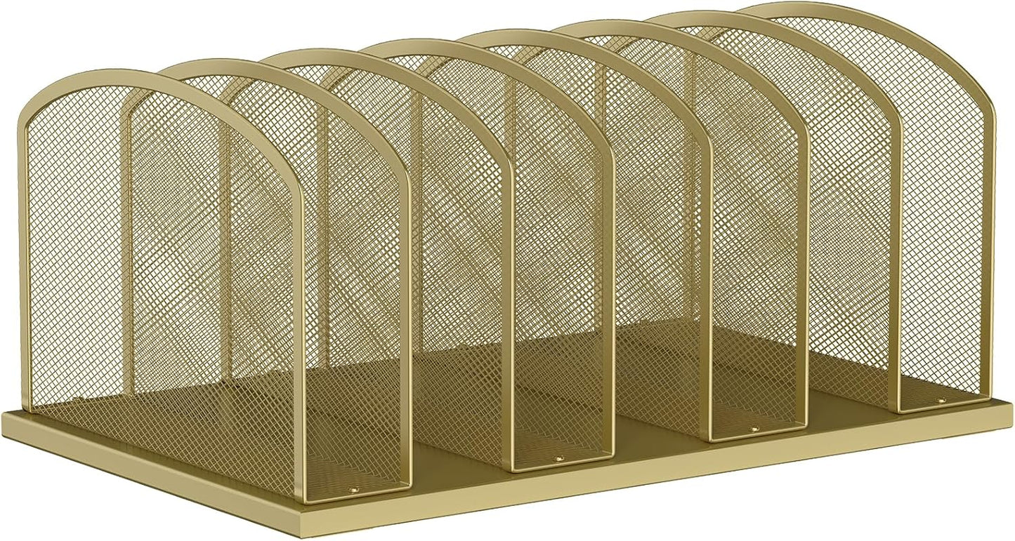 MINDEPOT Desk File Organizer 7 Sections Upright Mesh File Sorter Organizer for Desk, Office Organization File Holder for Home, Office & Classroom (Black, 1Pack)