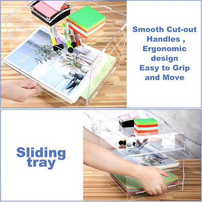 Paper Organizer Tray Desk Tray 3 Tier Classroom Organization and Storage Acrylic Desk Organizer Office Desk Organizers and Accessories Clear Stackable Office Letter Organizer for Office Document Paper