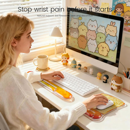 Ospelelf Mouse Pad with Wrist Rest and Ergonomic Gel Keyboard Hand Wrist, Support for Typing Gaming, Relieve Wrist Pain, Cool & Easy to Clean, for Office, Programmer, Home Computer Use, Pink