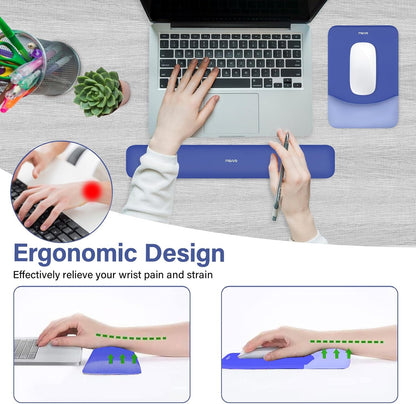 MOSISO Wrist Rest Support for Mouse Pad&Keyboard Set, Rectangular Ergonomic Mousepad Non-Slip Base Home/Office Pain Relief&Easy Typing Pad with Neoprene Cloth&Raised Silicone Lining, Green