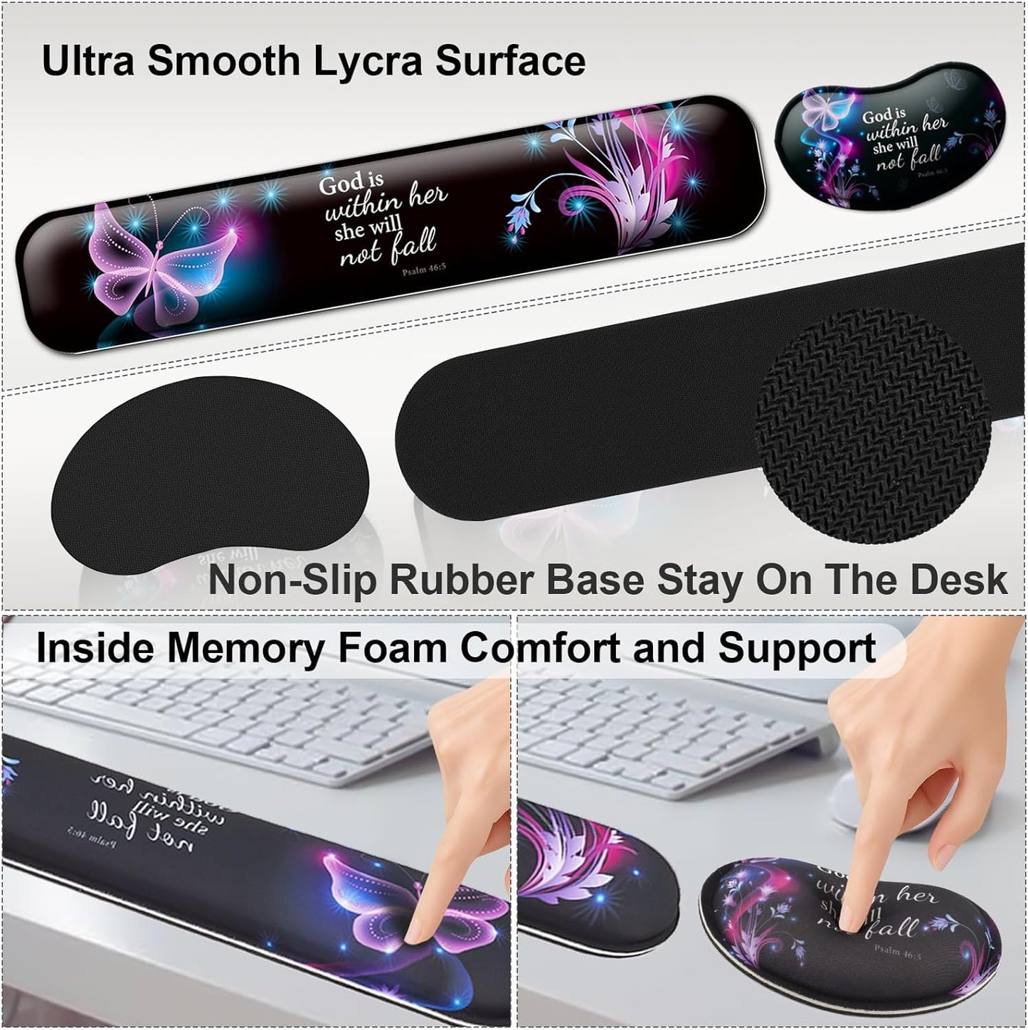 Keyboard Wrist Rest + Mouse Pad with Wrist Support + Desk Mat + Coaster 4 in 1 Set, XXL Large Gaming Mousepad Cute Ergonomic Mouse Pads for Desk Computer Laptop Office Decor-Beach