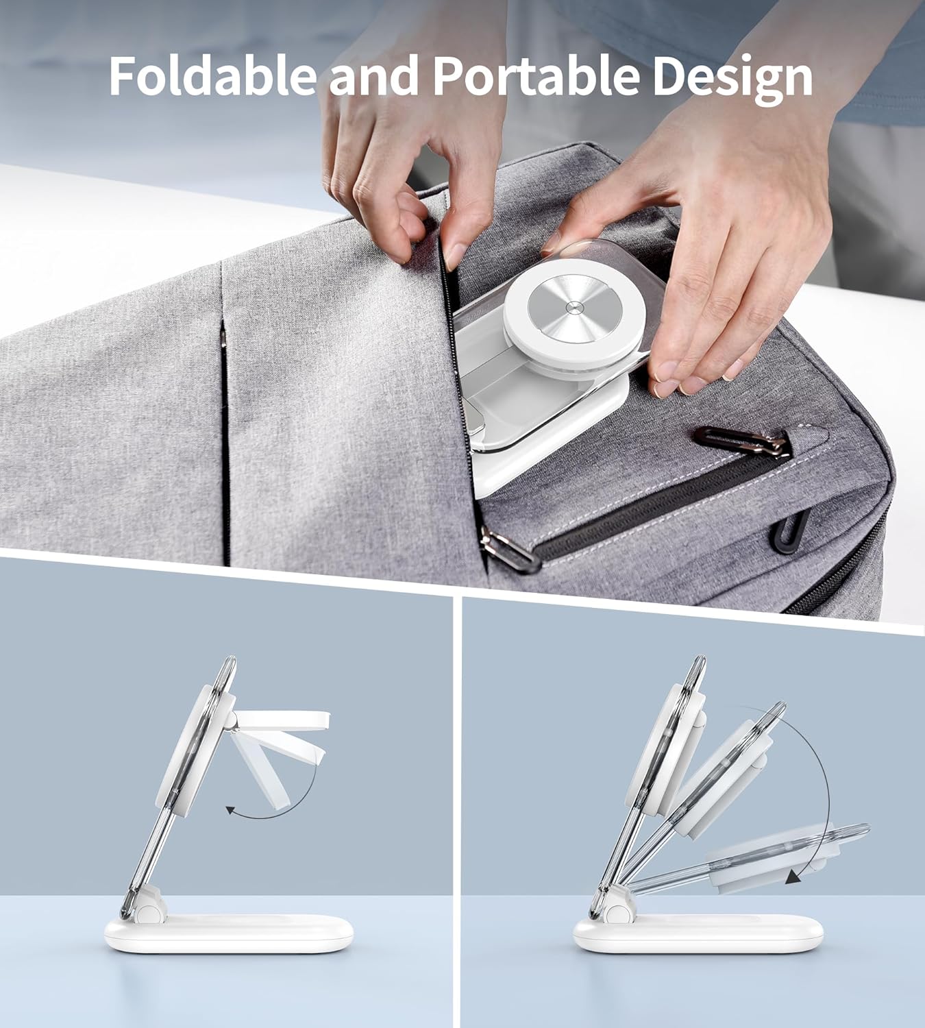 3 in 1 Magnetic Wireless Charging Station for Apple Devices, Fast Foldable Travel Mag-Safe Charger Stand with Night Light for iPhone 17 16 15 14 13 12 Series, Apple Watch/AirPods Pro, BU