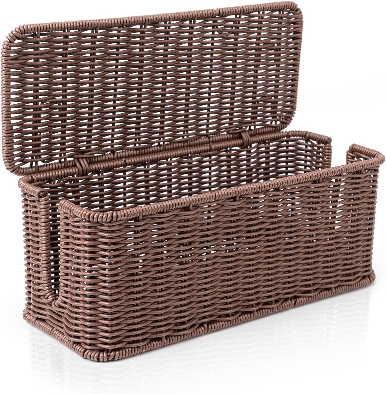 Cable Management Box, Handmade Rattan Cable Organizer with 2 Open Slots, Cord Hider for Power Strip, Router & USB Hub, Registered U.S. Design Patent (D1,112,102), 13" x 5.1" x 5.1", Natural