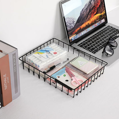 BTSKY Multipurpose A4 File Tray Wire Desk Tray Organizer Elegant Letter Size Desk Documents Trays Magazine Files Storage Basket Organizer Bin for Office Cosmetics Bathroom(Rose Gold)