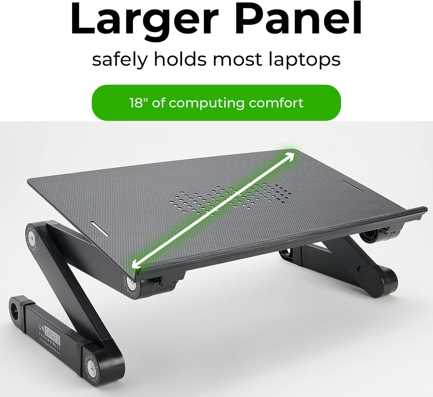 Uncaged Ergonomics WorkEZ Adjustable Laptop Stand for Desk, Laptop Stand Adjustable Height, Foldable Aluminum Cooling Computer Holder & Riser for Desk Bed, White, XL