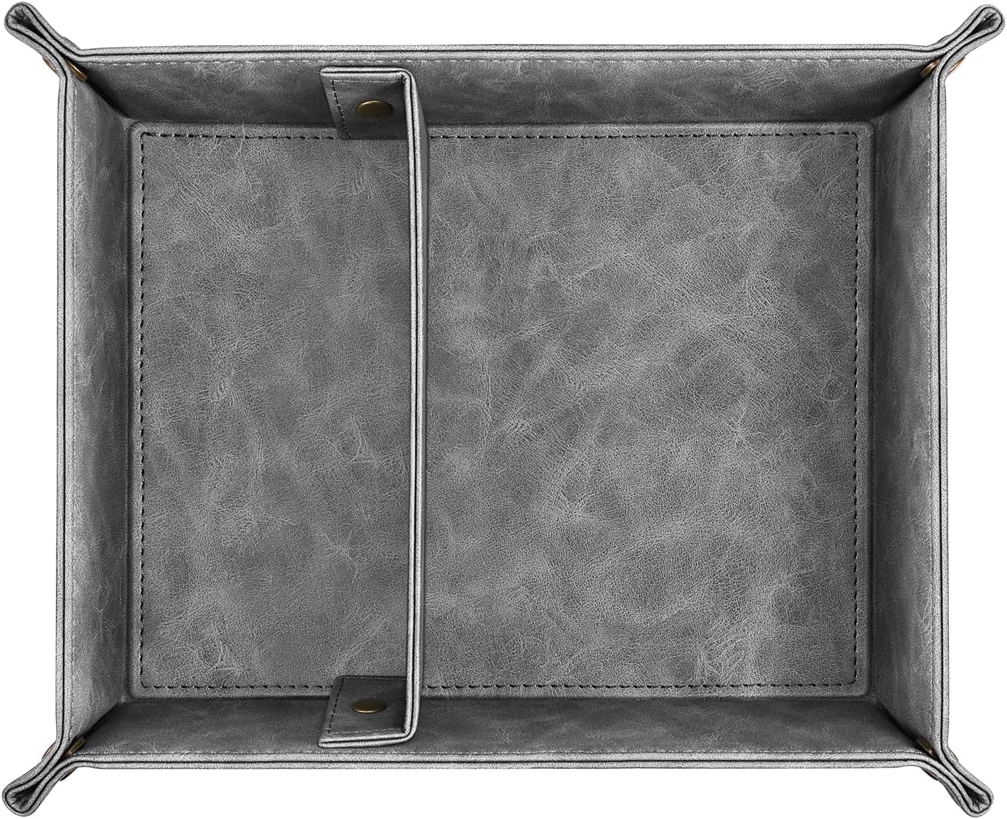 SITHON Valet Tray Desktop Storage Organizer, Removable 2 Compartments Catchall Tray Bedside Vanity Nightstand Caddy Holder Desk Storage Plate, Valentine's Day Gift, Brown