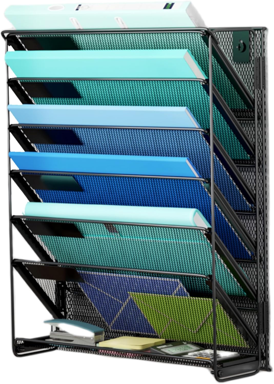 Kuntine.B Wall File Organizer Office Hanging Magazine Holder Wall File Organizer for Office Home (Black, 5 Tier)