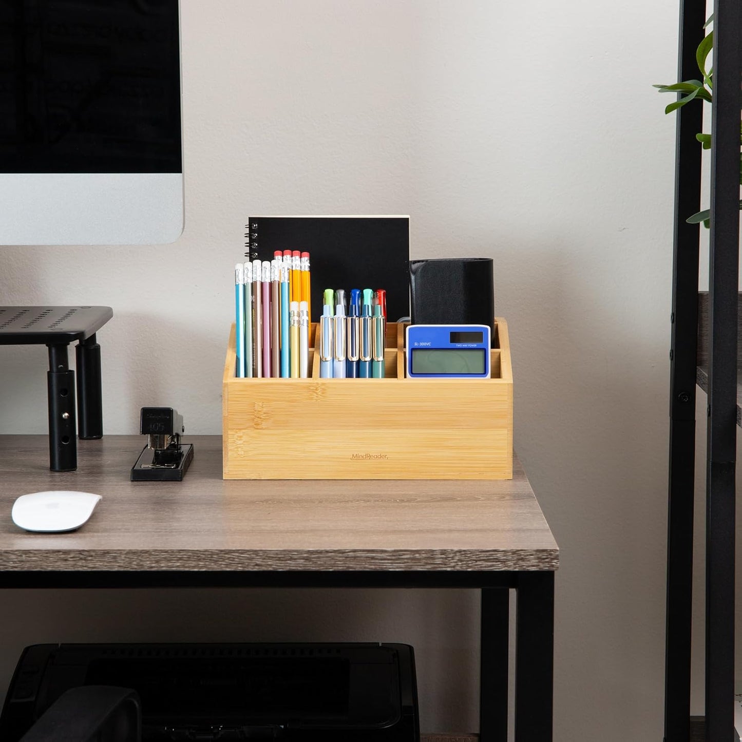 Mind Reader Vertical File Storage, Desktop Organizer, Magazine Holder, Office, Bamboo, 6"L x 11"W x 10"H, Brown