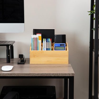 Mind Reader Vertical File Storage, Desktop Organizer, Magazine Holder, Office, Bamboo, 6"L x 11"W x 10"H, Brown