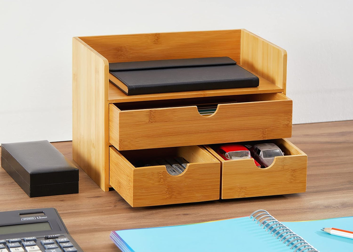 RoyalHouse Natural Bamboo Desktop Organizer, Attractive Design, Stand Shelf for Books, Accessories and More, Home D?cor, Ideal Gift for Family & Friends