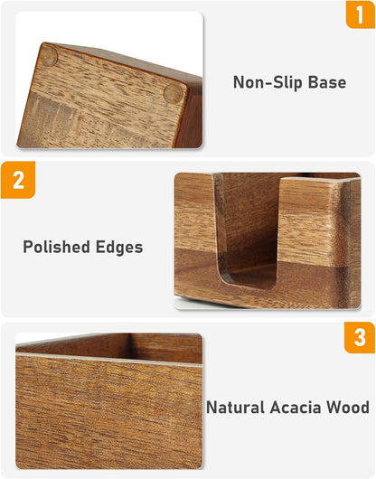 Acacia Wood Desk Organizer Set with Sticky Note Holder, Pencil Pen Cup & Paper Clip Storage, Office Desk Accessories for Marker Craft (Set of 3)