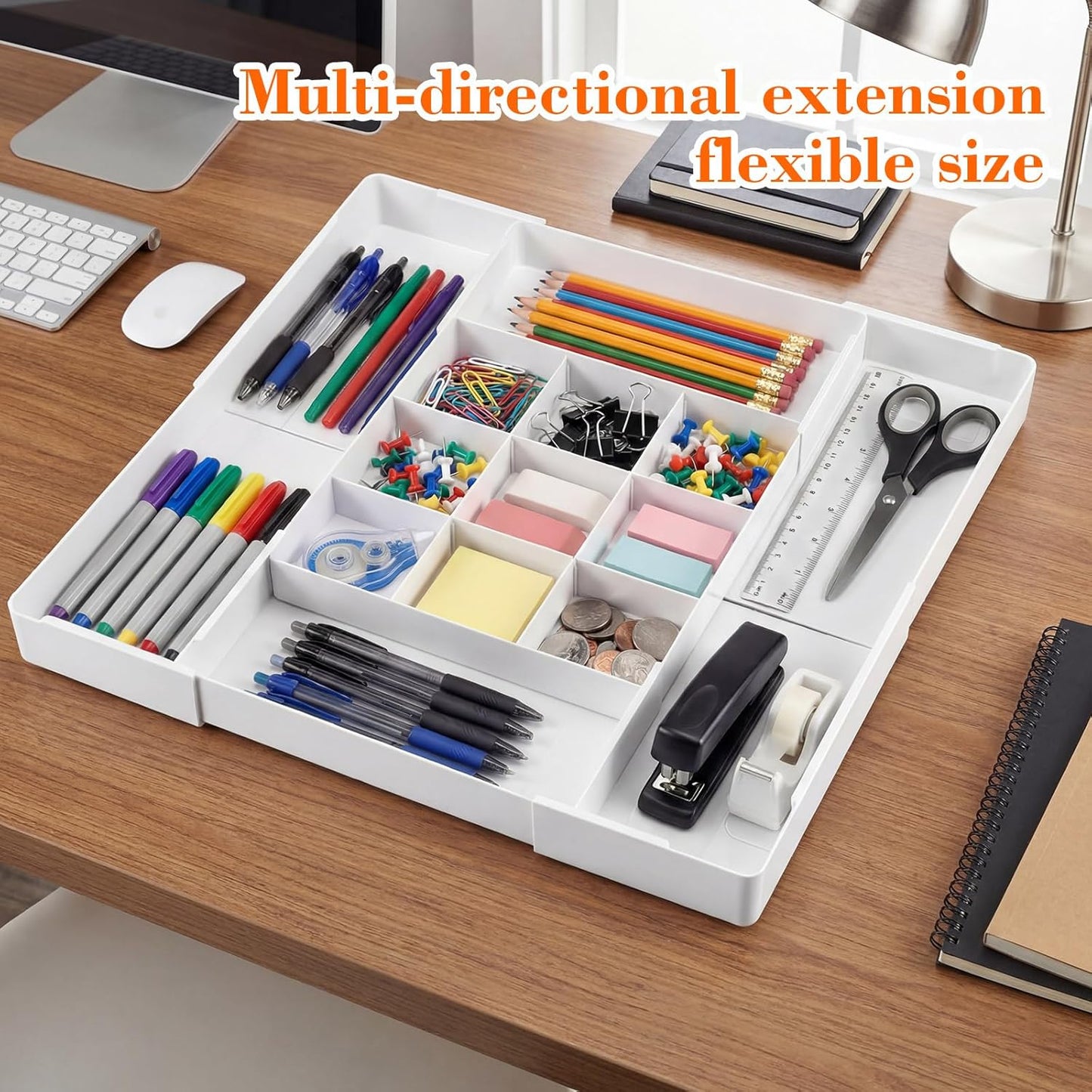 Briwooody 1 Pcs Large Expandable Acrylic Drawer Organizers, Grid Adjustable Drawer, Dividers Organizer for Desk, Makeup, Jewelry, Office, Kitchen Supplies (Clear,11 Compartments)