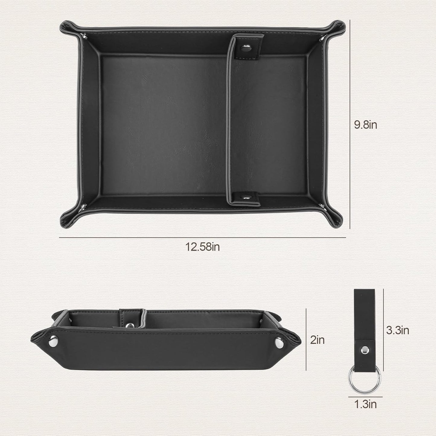 Deluxe Leather Tray Desktop Storage Organizer Watch Remote Control Jewelry Cell Phone Wallet Keychain Desktop Storage for Home, Camping Unique Gift Ideas for Men and Friends