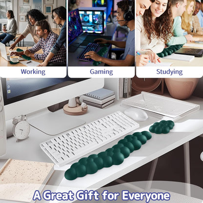 Sushret Cloud Wrist Rest for Keyboard and Mouse, Memory Foam PU Leather Keyboard Wrist Rest with Ergonomic Support, Non-Slip Base, Cute Arm Rest Pad & Palm Cushion, Office Desk Accessory, White