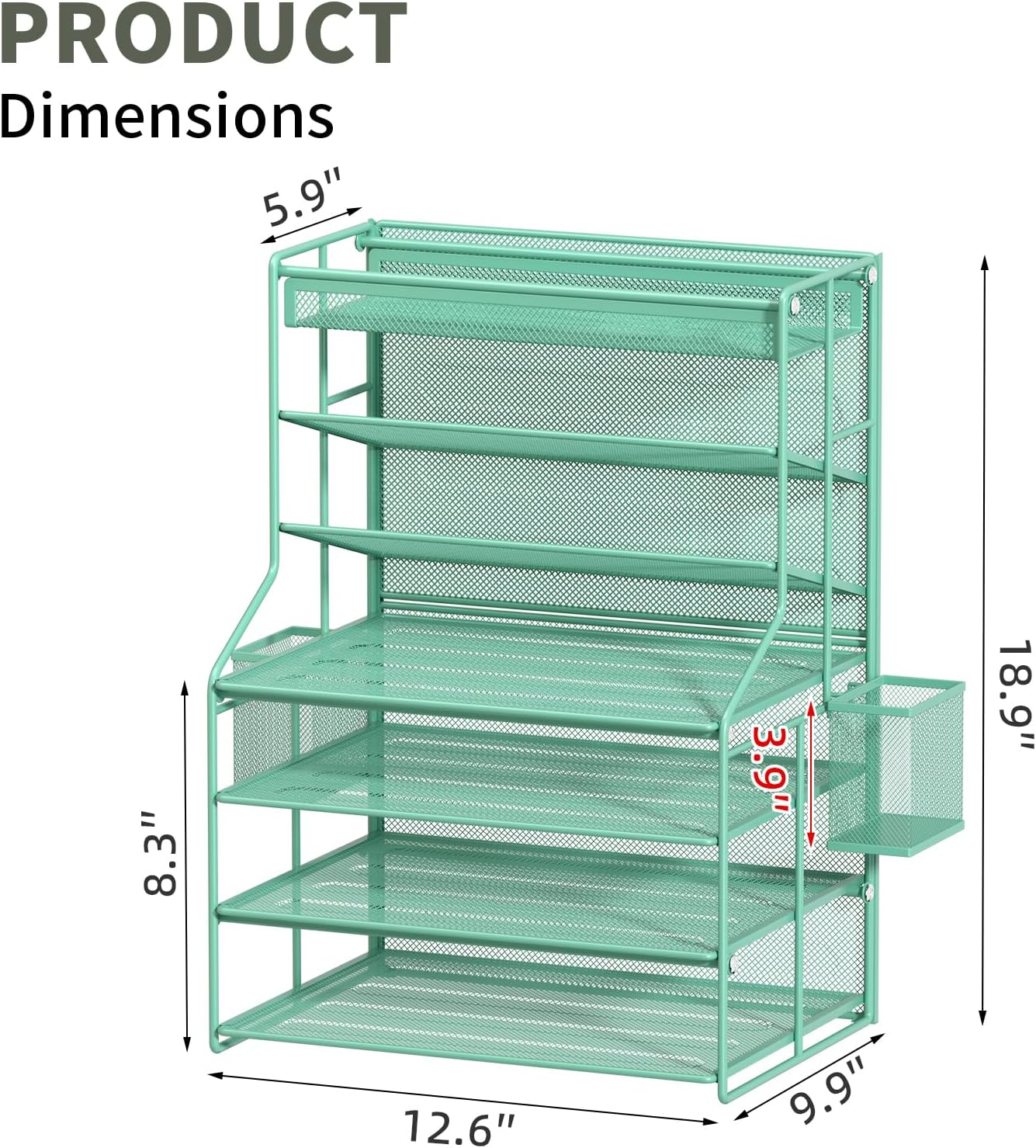 7 Tier Desk File Organizer – Vertical File Organizer for Desk with Removable Pen Holder & Adjustable Pull-out Drawer – Metal Document Organizer for Office, Simple Trending Design – Black