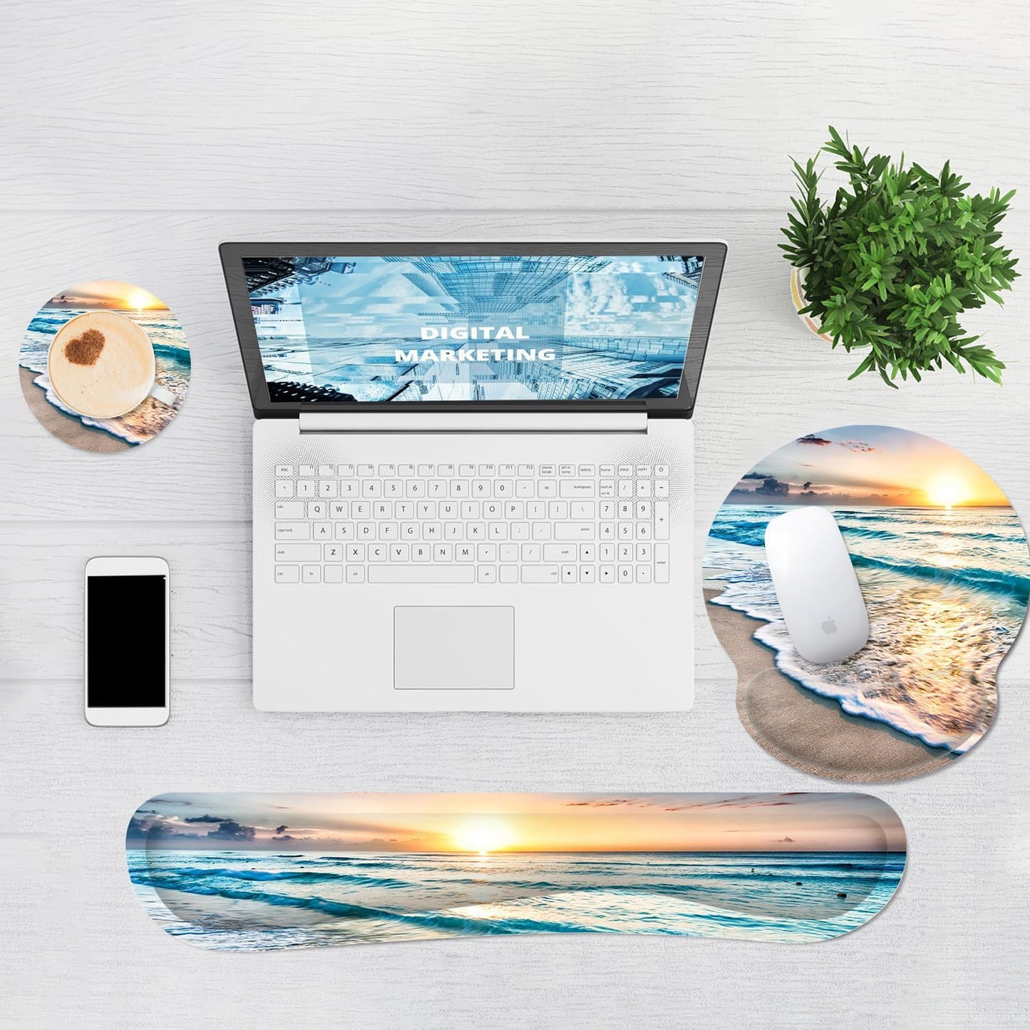 Ergonomic Mouse Pad with Wrist Rest and Keyboard Wrist Rest, Memory Foam Wrist Rest for Computer Keyboard, Easy Typing, Pain Relief, Mouse Pad Wrist Support for Gaming,Office, Laptop, Black Flower