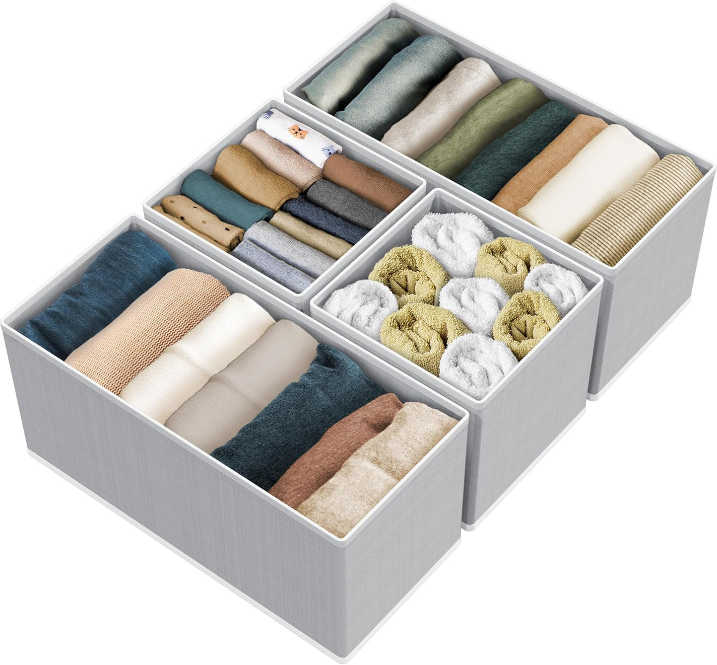 SIMPLE HOUSEWARE Foldable Drawer Organizer for Clothes/Underwear/Panty/Onesie Stocking Bin, Set of 12, Black
