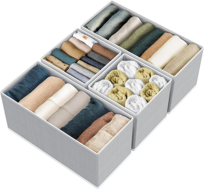 SIMPLE HOUSEWARE Foldable Drawer Organizer for Clothes/Underwear/Panty/Onesie Stocking Bin, Set of 12, Black