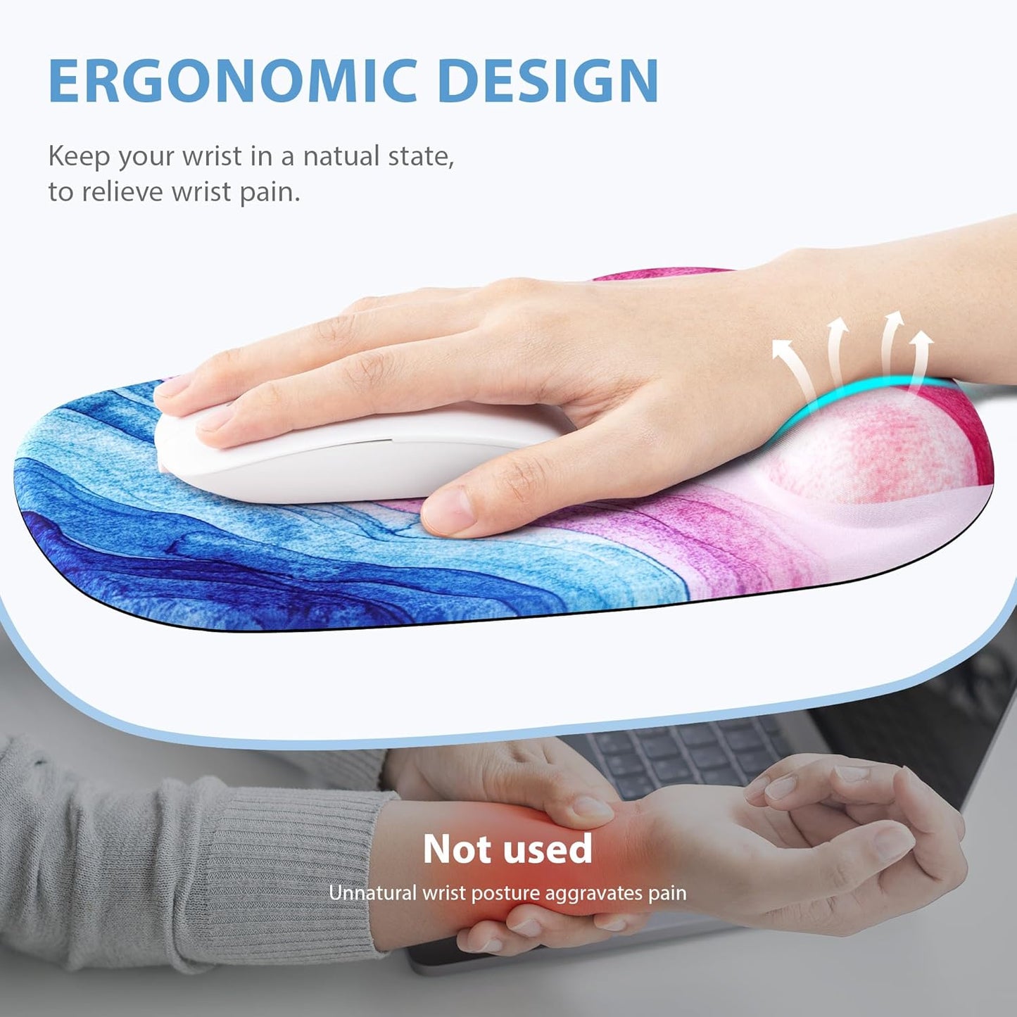 Ospelelf Wrist Rest for Keyboard and Mouse Ergonomic Mouse Pad with Wrist Support Memory Foam Wrist Rest for Computer Keyboard,3-in-1 Gel Mouse and Keyboard Pad for Office Geometry Green