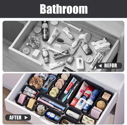 Plastic Drawer Organizers, 10 PCS Drawer Organizer Bins, Bathroom and Vanity Organizer Plastic Tray, Makeup organizer and storage for Makeup, Bedroom, Kitchen Gadgets Utensils and Office (Green)