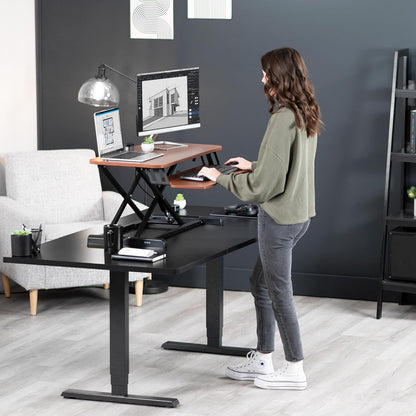 VIVO 26 inch Desk Converter, K Series, Height Adjustable Sit to Stand Riser, Dual Monitor and Laptop Workstation with Keyboard Tray, Black, DESK-V026KB