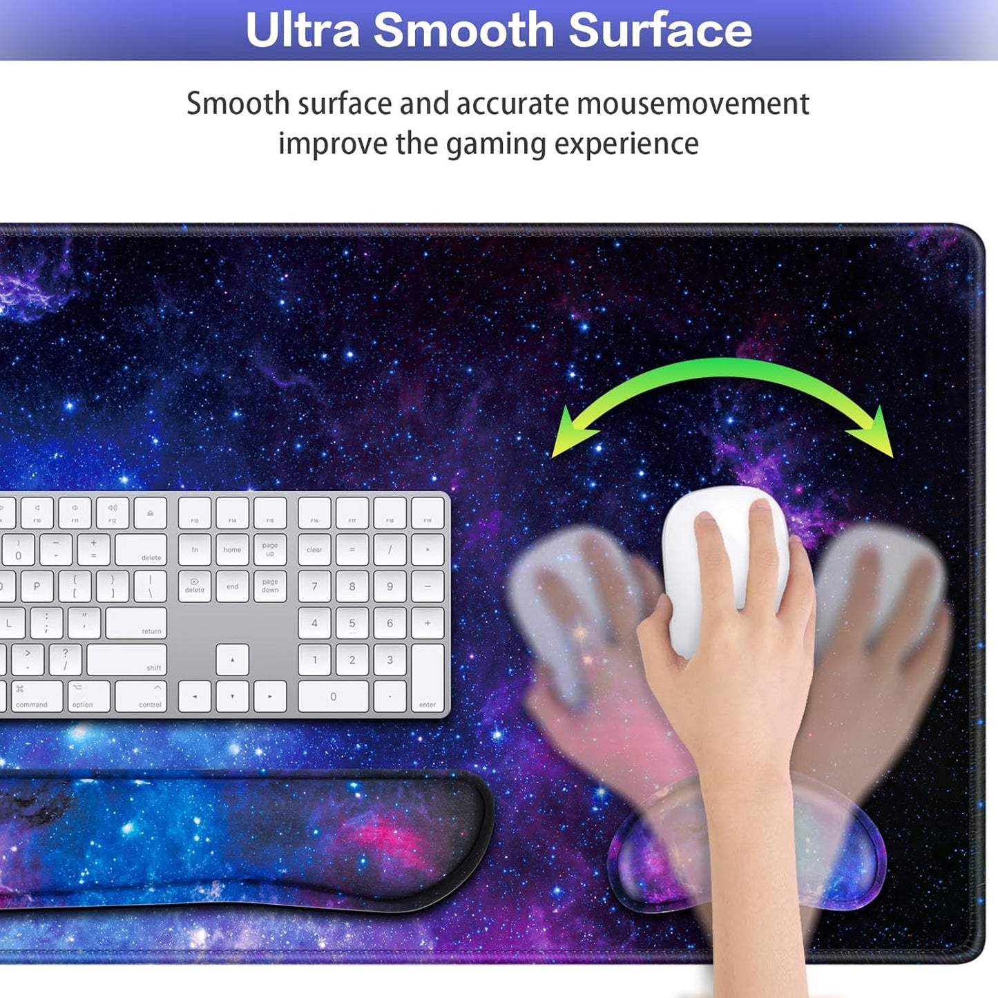 Desk Mat, Large Gaming Mouse Pad with Wrist Rest, 4in1 XXL Mousepad+Keyboard Wrist Rest+Mouse Pad Wrist Support+Cup Coaster Set Ergonomic Floral Computer Desk Arm Wrist for Decor Home Office Women