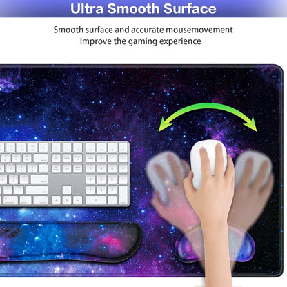 Desk Mat, Large Gaming Mouse Pad with Wrist Rest, 4in1 XXL Mousepad+Keyboard Wrist Rest+Mouse Pad Wrist Support+Cup Coaster Set Ergonomic Floral Computer Desk Arm Wrist for Decor Home Office Women