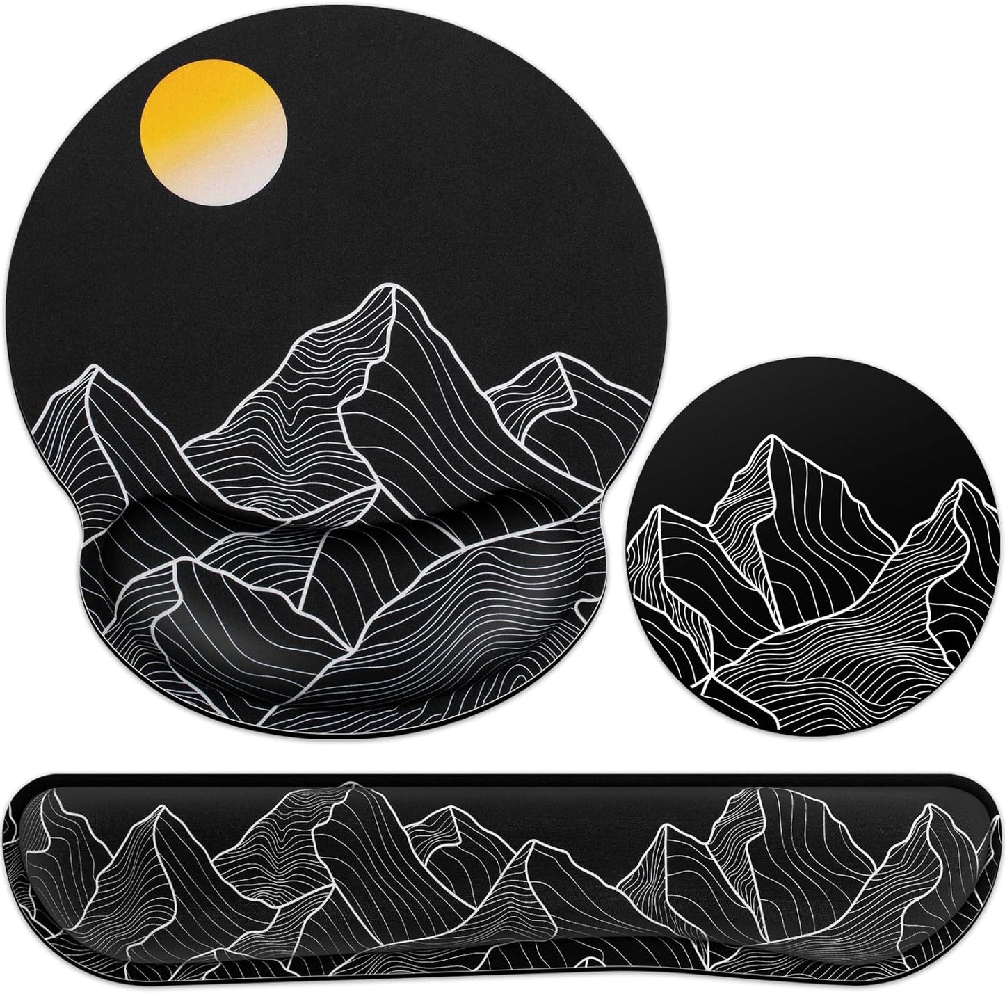 Mouse Pad with Wrist Rest Set, Qomolama 3-in-1 Wrist Support Mouse Pad Set, Floral Gaming Mousepad with Anti-Skid Base,Ergonomic Mouse Pad,Memory Foam Keyboard Gel Wrists Rest