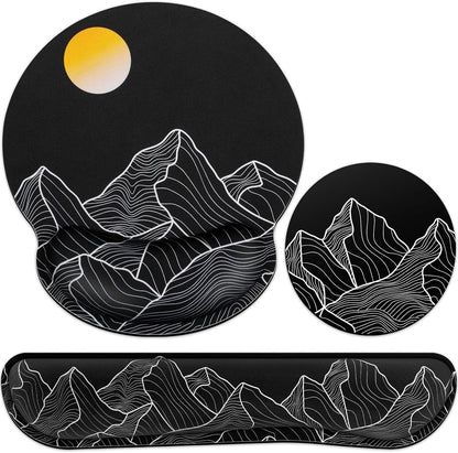 Mouse Pad with Wrist Rest Set, Qomolama 3-in-1 Wrist Support Mouse Pad Set, Floral Gaming Mousepad with Anti-Skid Base,Ergonomic Mouse Pad,Memory Foam Keyboard Gel Wrists Rest