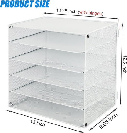 EASEPRES 3 Tier Mesh Desk Organizer Tray, File Paper Letter Folder Holder Desktop Paper Sorter Mail Organization Rack Storage Accessories, for Office Home School Classroom, Black