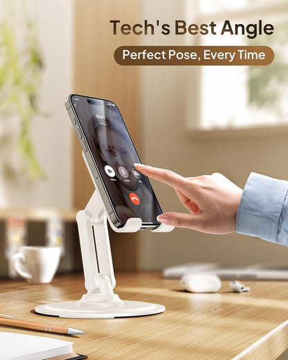 COOPER 360° Stand, Rotating Cell Phone Stand for Desk | Sturdy Metal Base, Foldable, Portable | Cell Phone Holder for Desk (Piano Black)