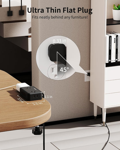 HOPOW Desk Clamp Power Strip, Desktop Mount Charging Station with 4 Outlets 4 USB Ports (2 USB C), 10Ft Under Desk Power Strip, Fits 2.75" Tabletop Edge, Extension Cord for Home Office, Black