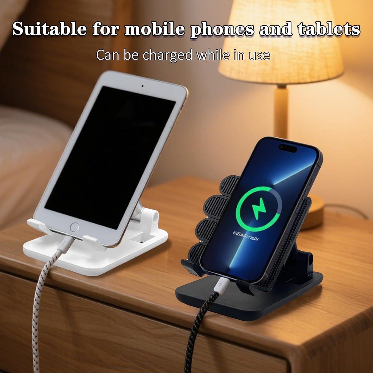 Mother's Day 2 Pack Black&Pink Thumbs Up Foldable Cell Phone Stand Holder for Desk,Adjustable Silicone Anti-Slip Compatible with All Mobile Phones,Cool Gadgets Fun Desktop Accessory